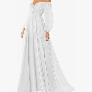 Wedding / Prom Dress Size 10 Off Shoulder Long Sleeve